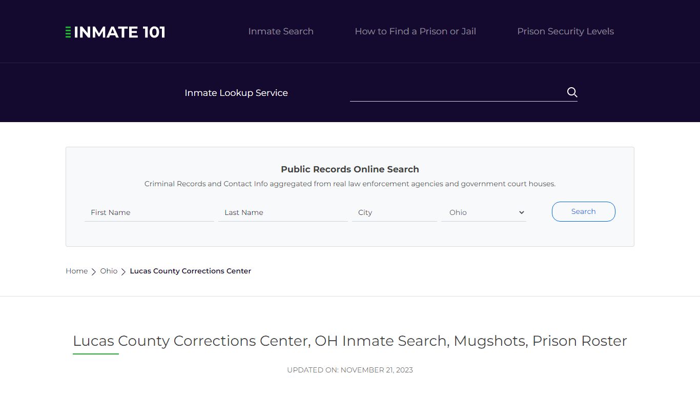 Lucas County Corrections Center, OH Inmate Search, Mugshots, Prison Roster